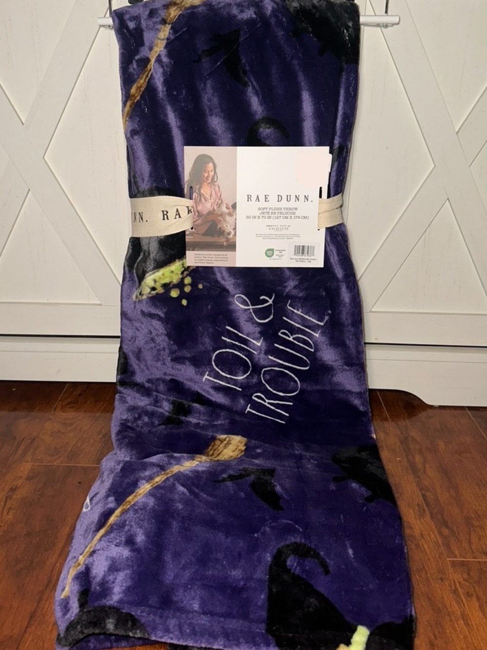 Rae Dunn Purple Witch "Toil & Trouble" Plush Throw Blanket